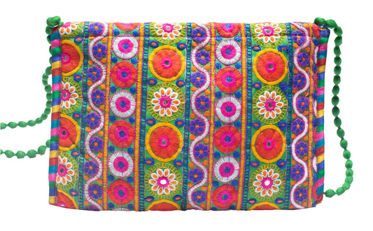 Machine Embroidery Cotton Sling Purse - SKU: JA31702E