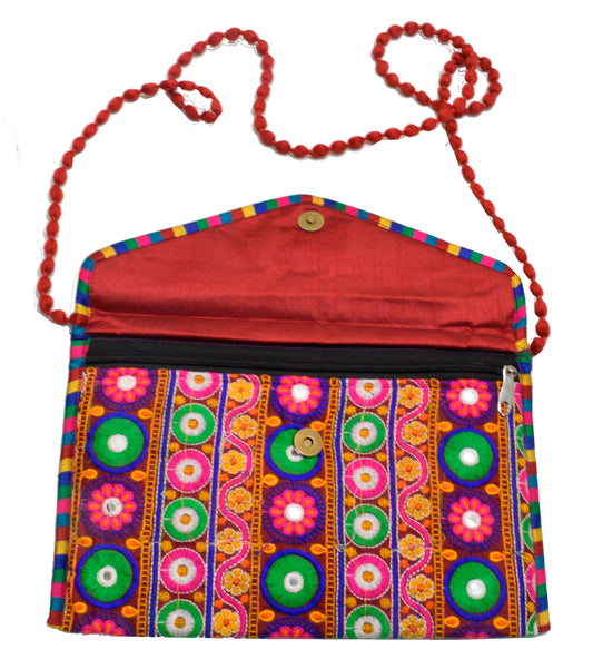 Machine Embroidery Cotton Sling Purse - SKU: JA31702C