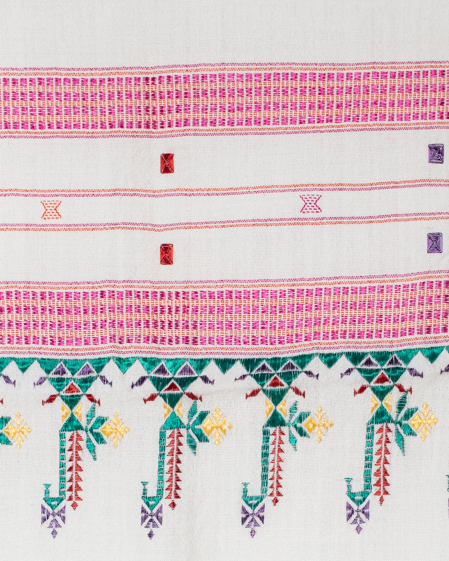 Suf Work Wool Hand Embroidered Stole - 2.1 Mtr Length - SKU: MK15301E