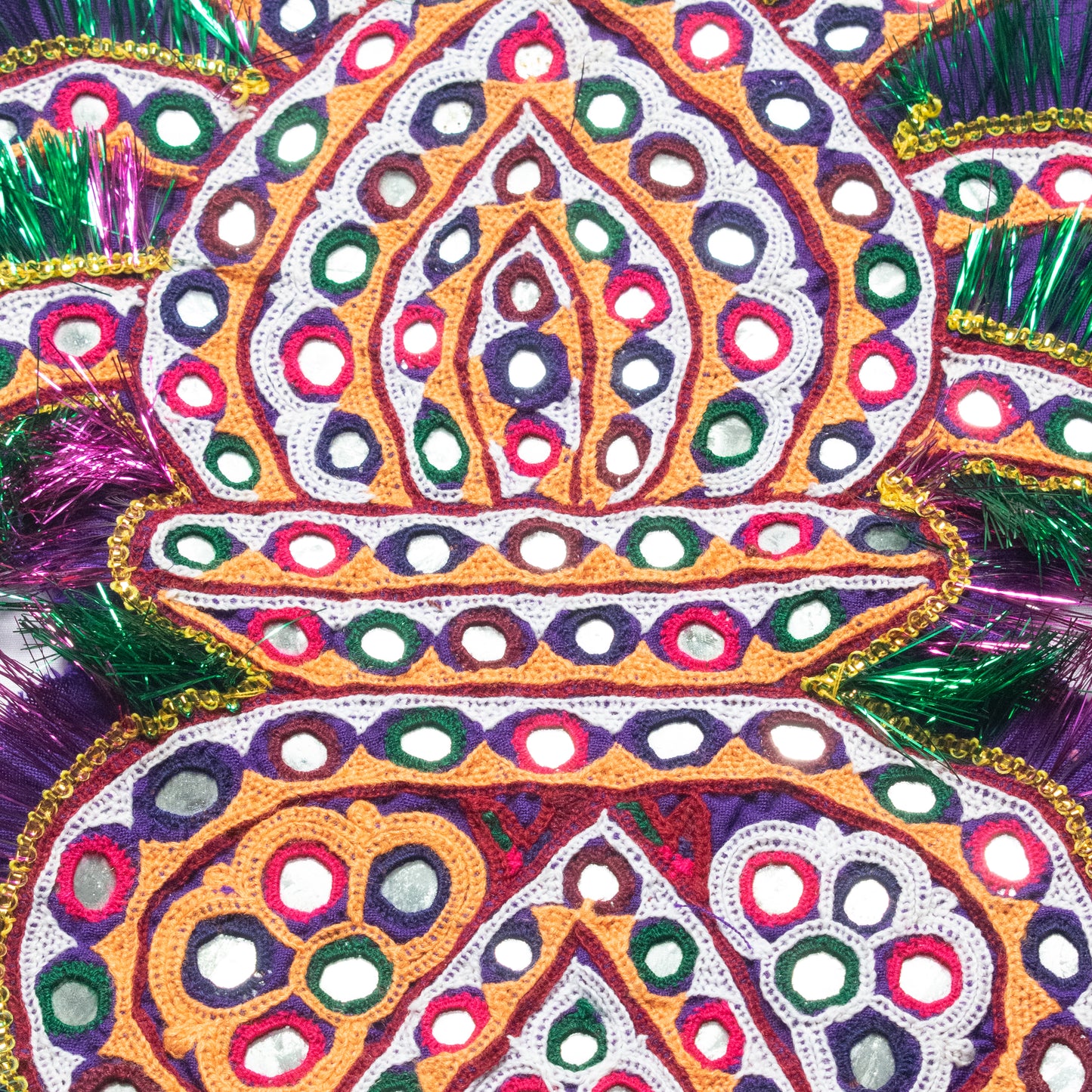 Ahir Work Cotton Fine Mirror and Threadwork Embroidery Wall Decoration - SKU: MP08602B