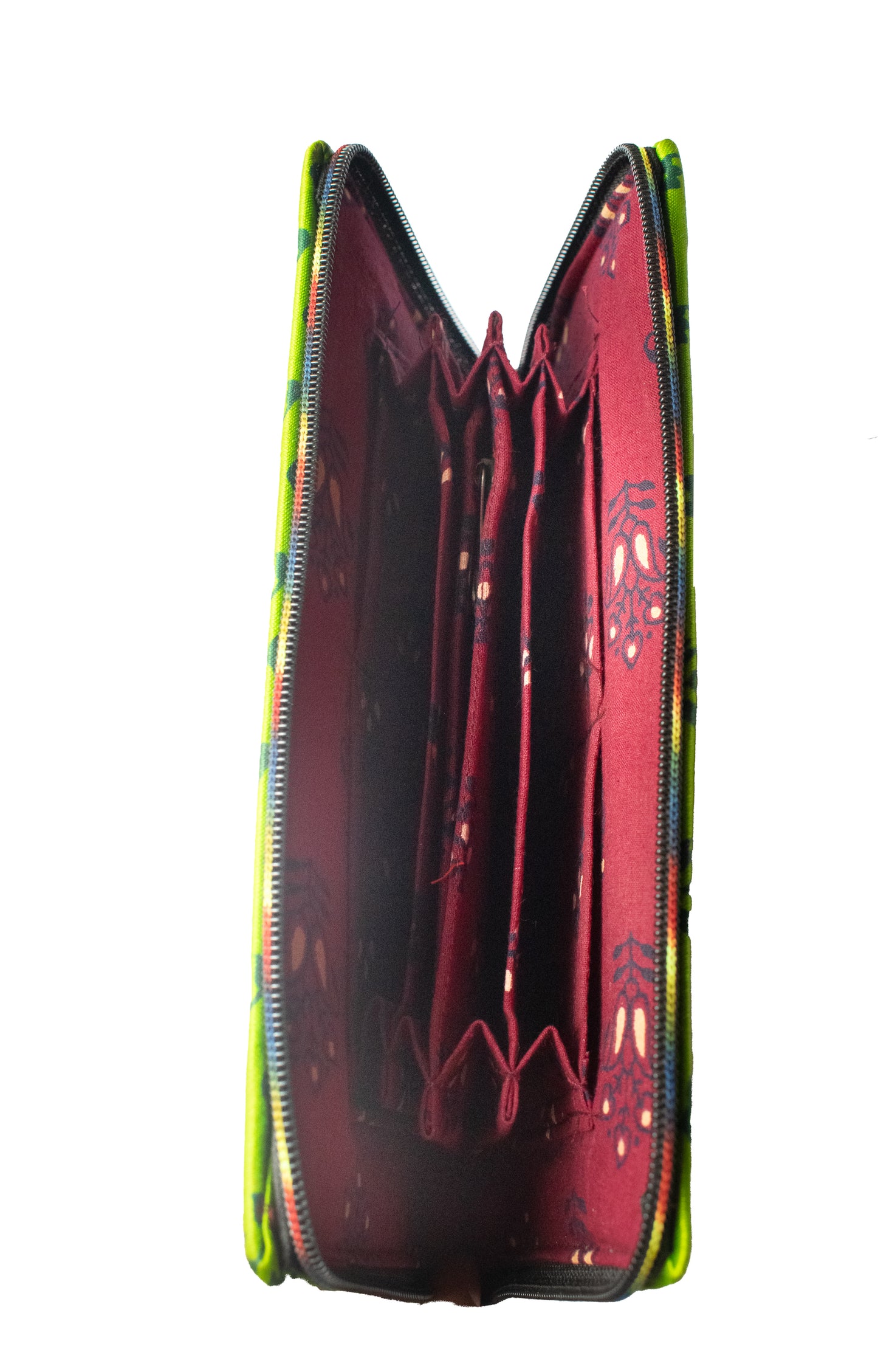 Leather Craft Punch Work Pure Leather Mashru Silk Punch Work Lether Art Wallet - Ladies - SKU: AB30703B