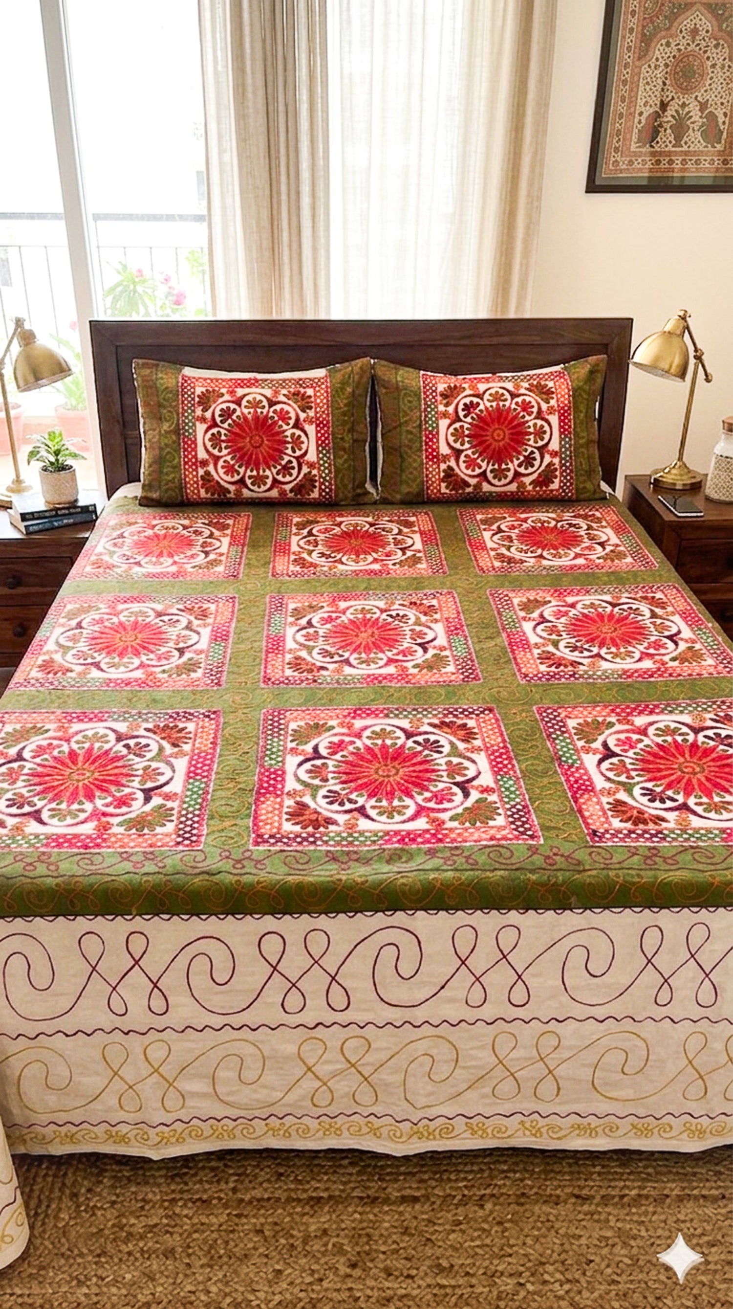 Machine Embroidery Cotton Double Bedsheet - Double
