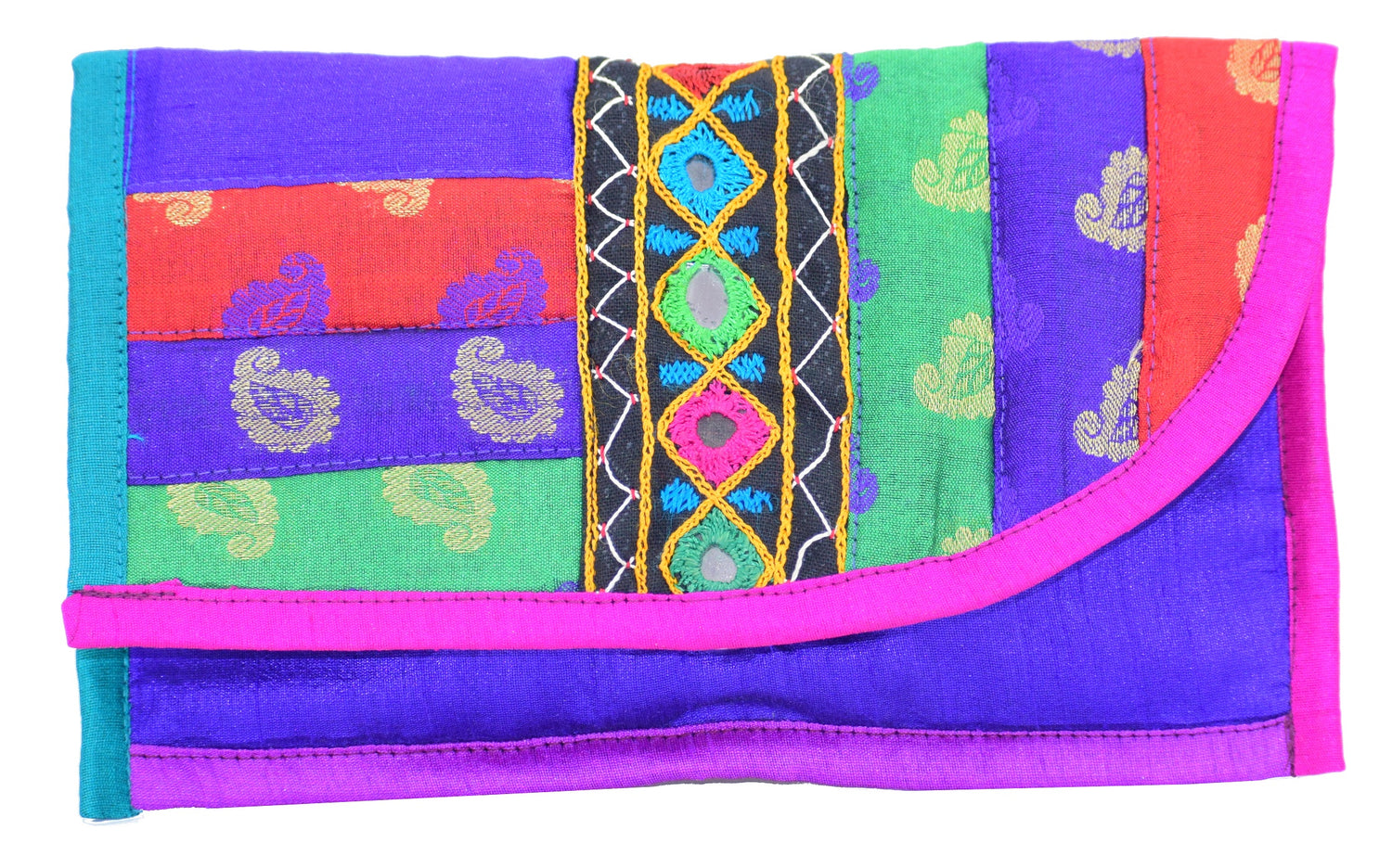 Hand Embroidery Raw Silk Clutch