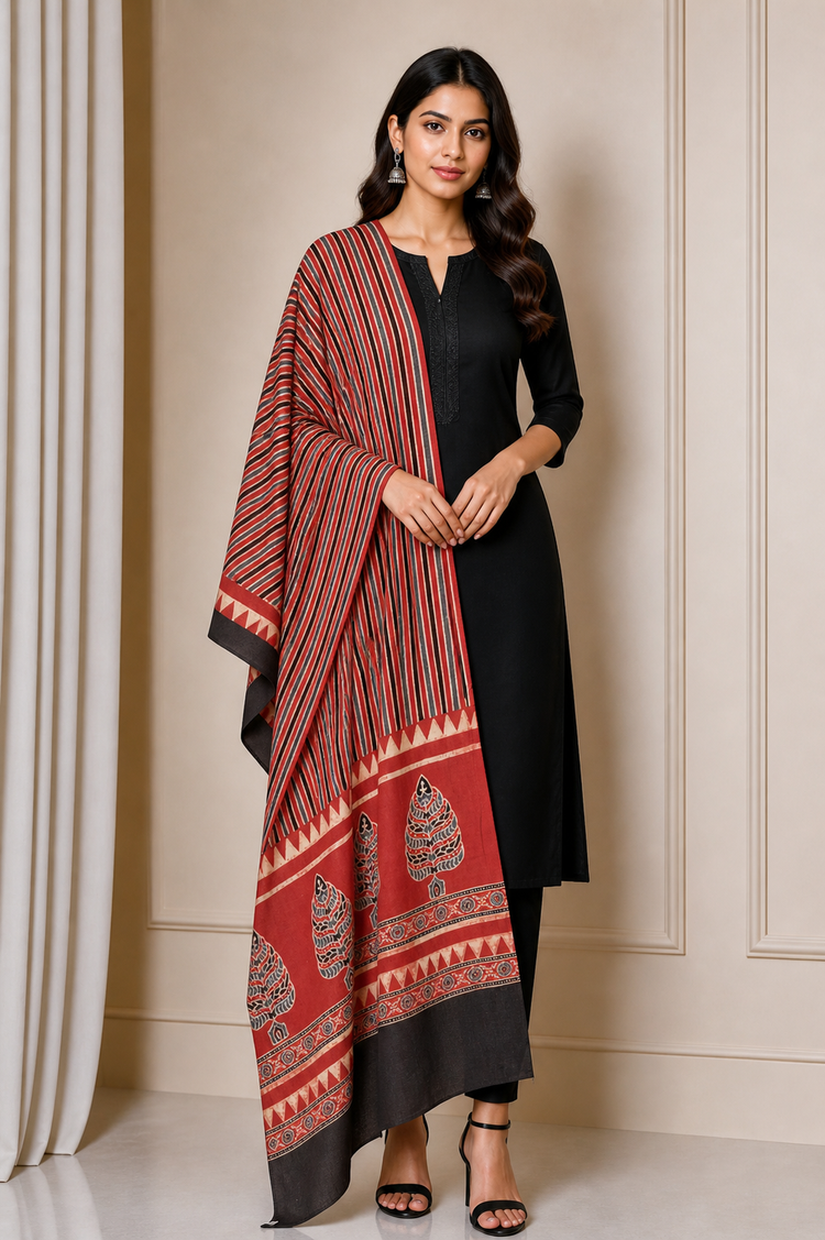 Ajrakh cotton Natural Dye Hand Block Print Dupatta