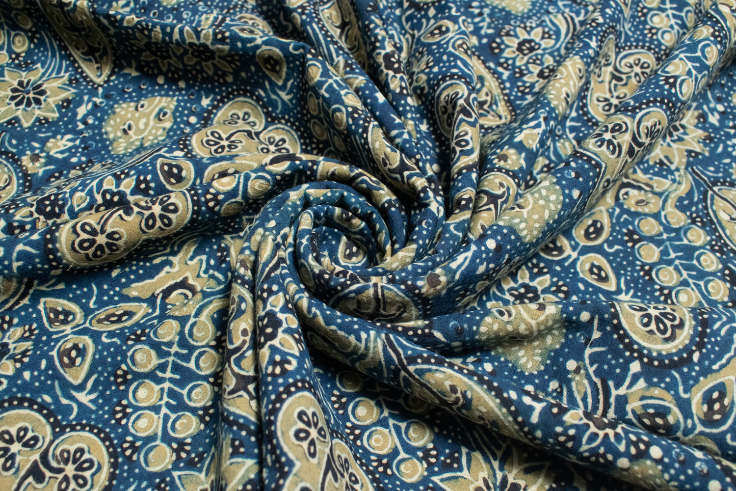 Ajrakh Cotton Natural Dye Hand Block Print Fabric