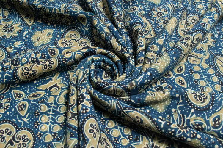 Ajrakh Cotton Natural Dye Hand Block Print Fabric