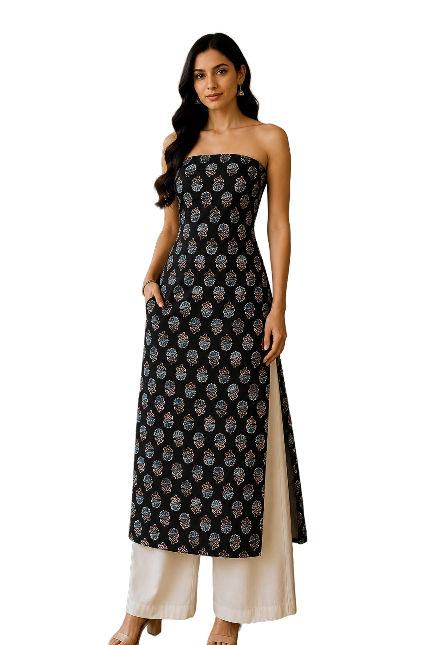 Ajrakh Modal Silk Natural Dye Hand Block Print Fabric