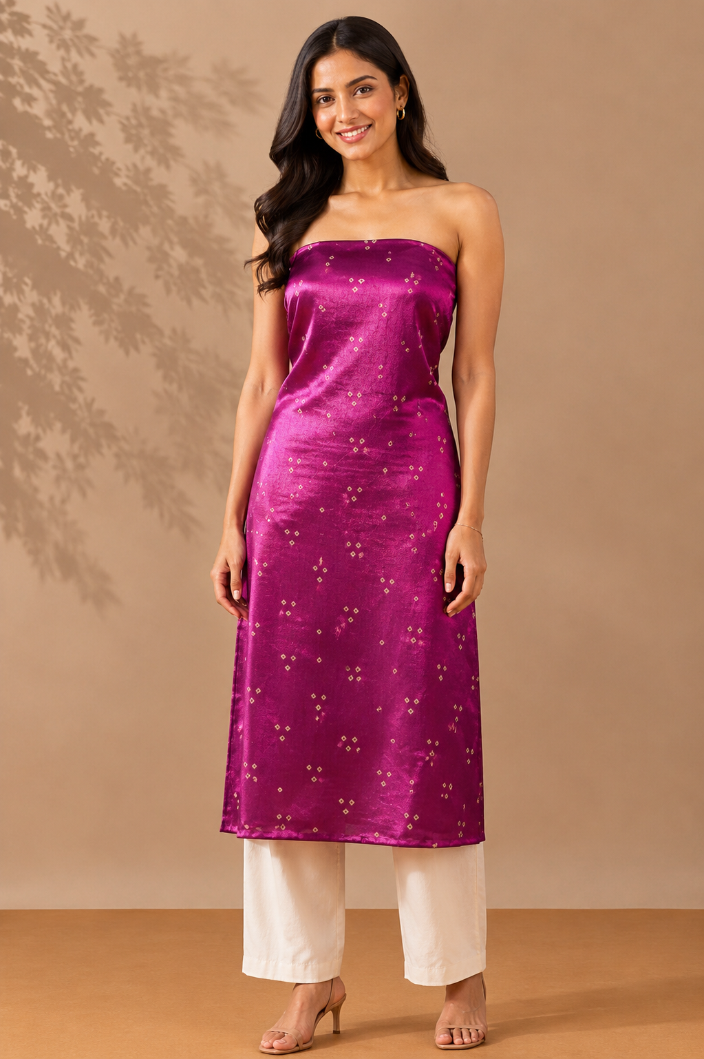 Bandhej [ Tie-Dye] Mashru Silk Unstitched Kurta Fabric