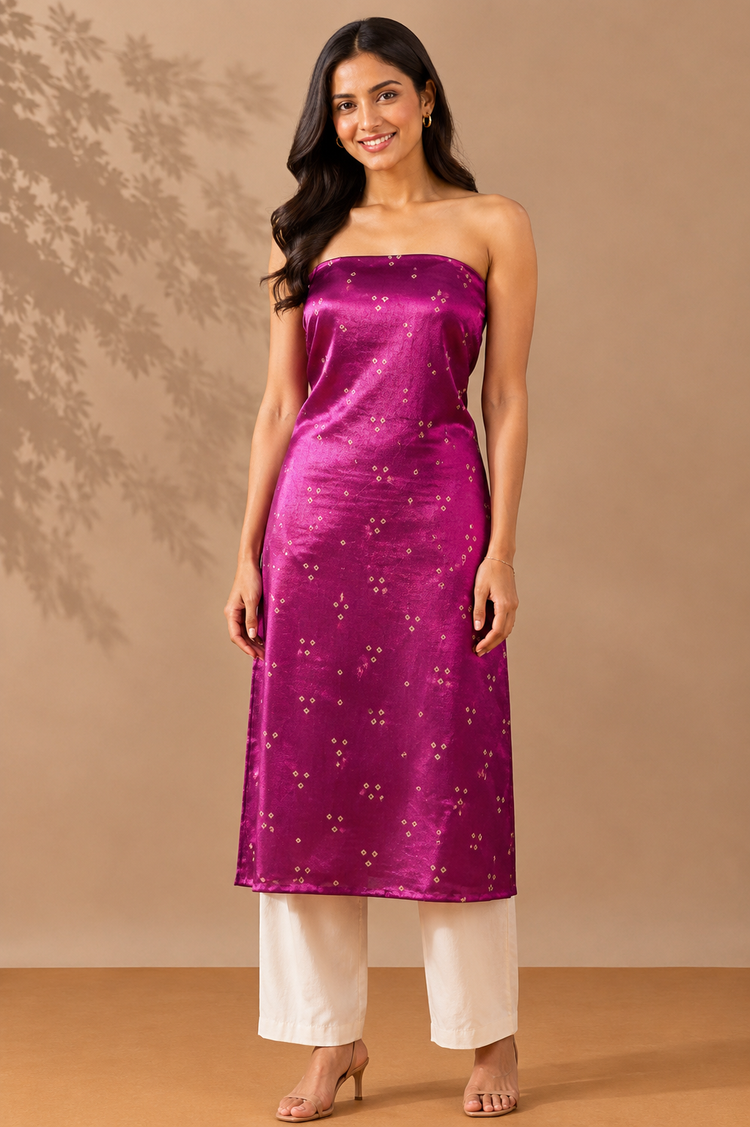 Bandhej [ Tie-Dye] Mashru Silk Unstitched Kurta Fabric