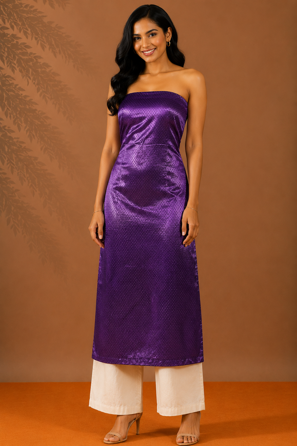 Grain [Dani] Weave Mashru Silk Double Colour Unstitched Kurta Fabric
