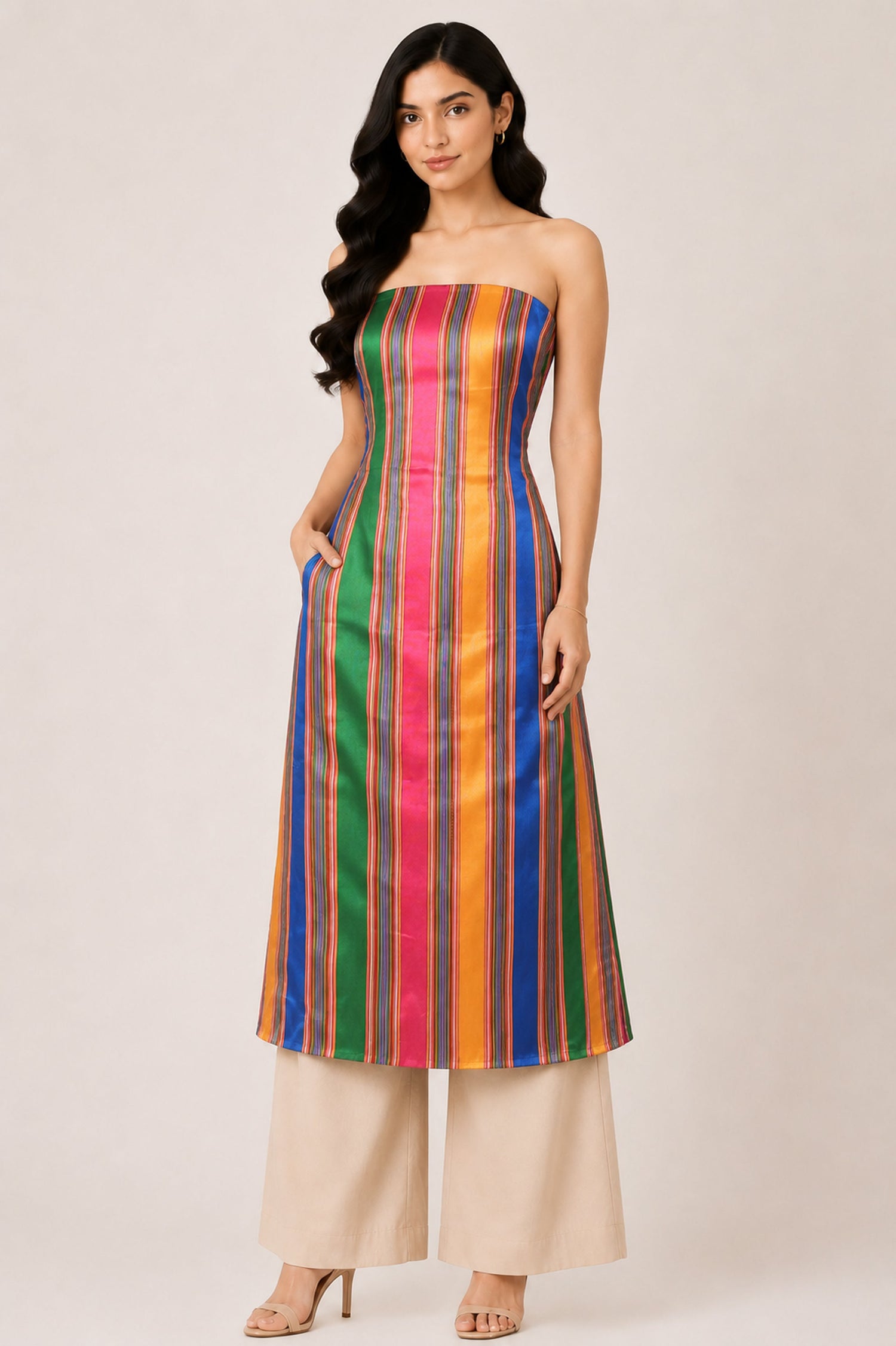 Handwoven Mashru Silk Unstitched Kurta Fabric