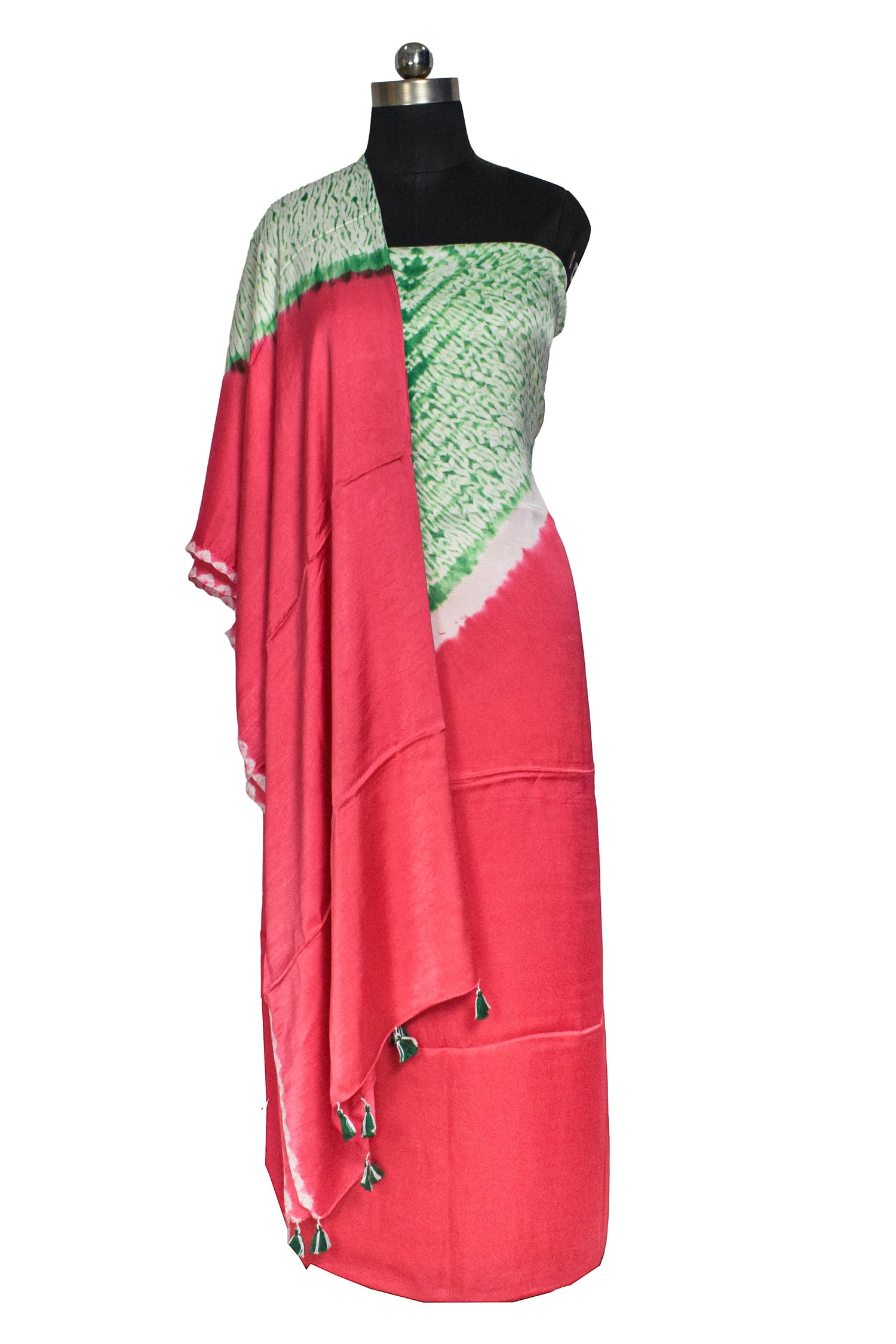 Plain Dyeing Modal Silk Shibori with Tassels Kurta-Dupatta (Two Piece Set)