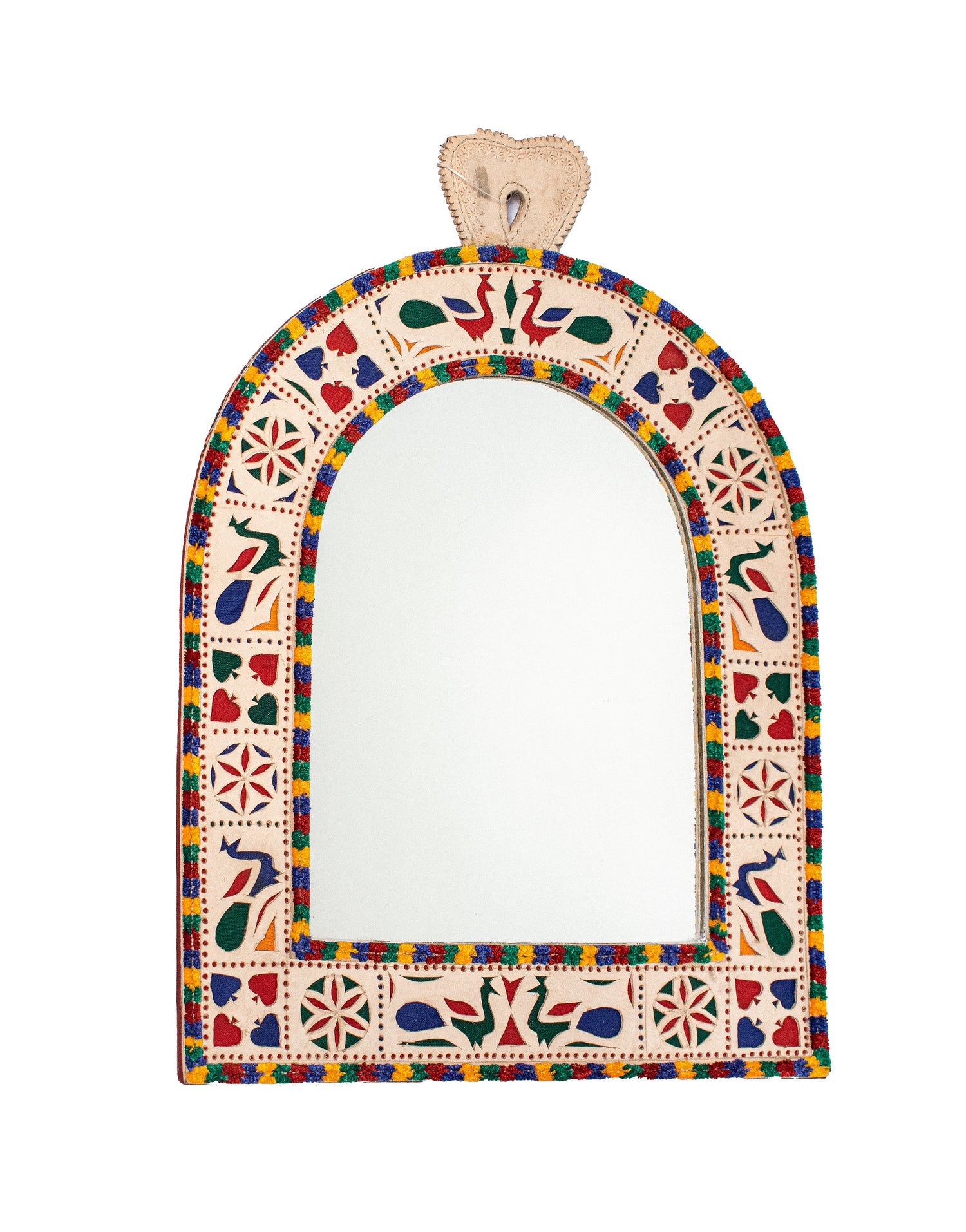 Pure Leather Hand Crafted Cut Work Mirror