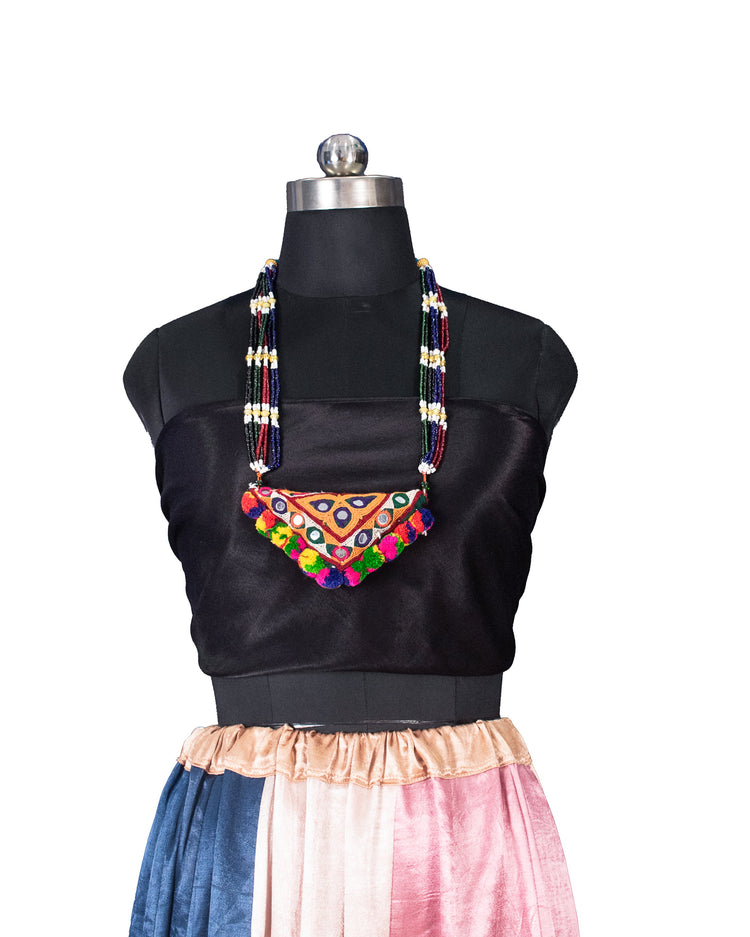 Ahir Work Moti Hand Embroidered Mirror Work Neck Lace