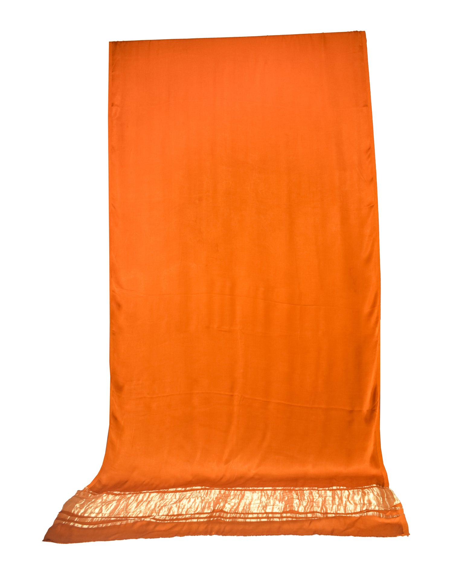 Plain Dyeing Modal Silk Hand Dyed  with Golden Border Saree - With Blouse Piece