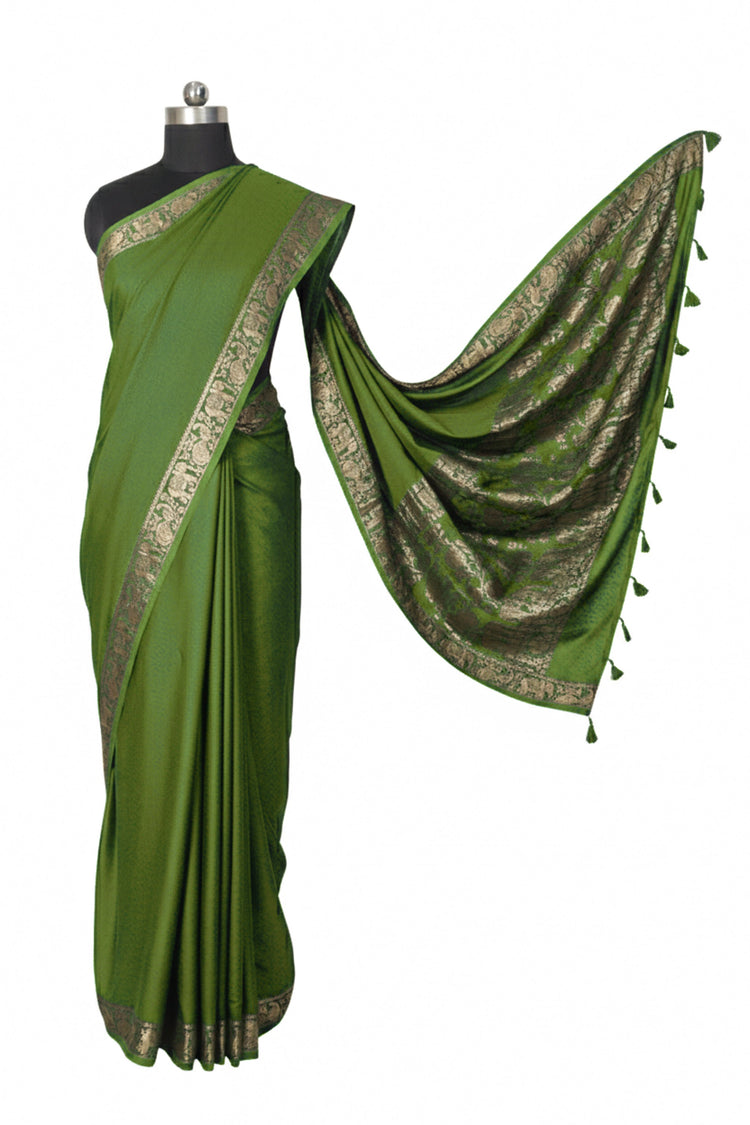 Plain Dyeing Modal Silk With Full Nakshi Border Saree
