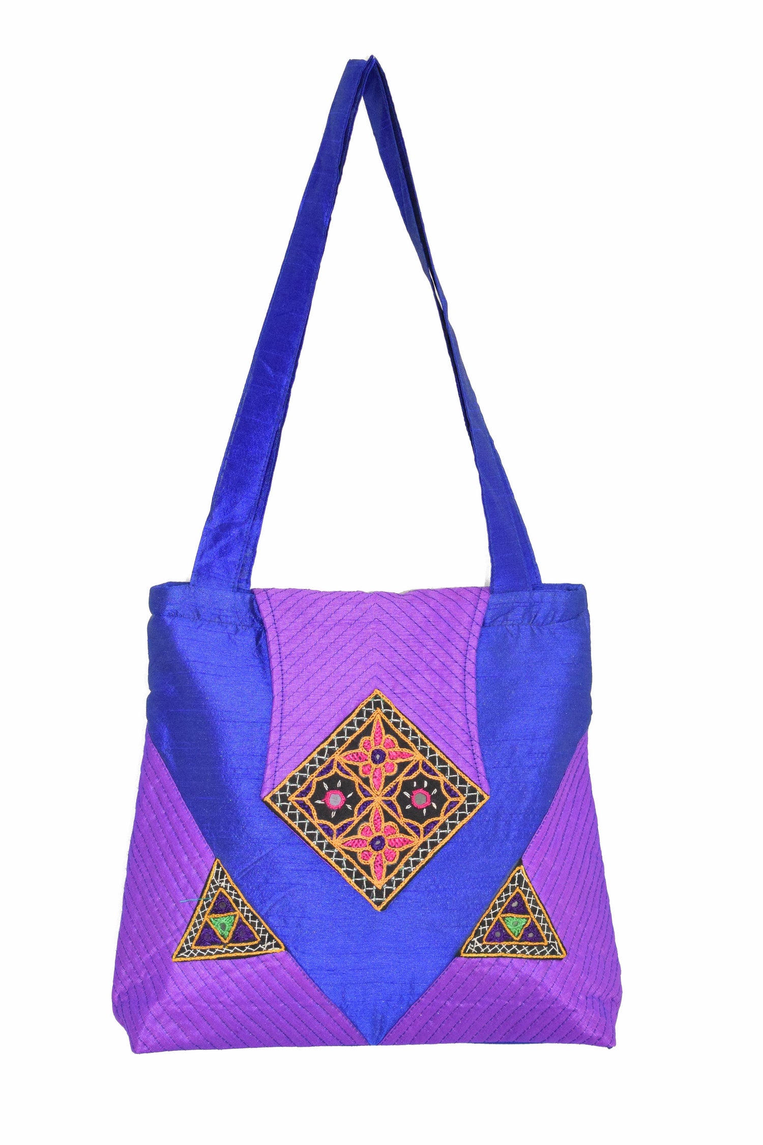 Hand Embroidery Raw Silk Shopping Bag