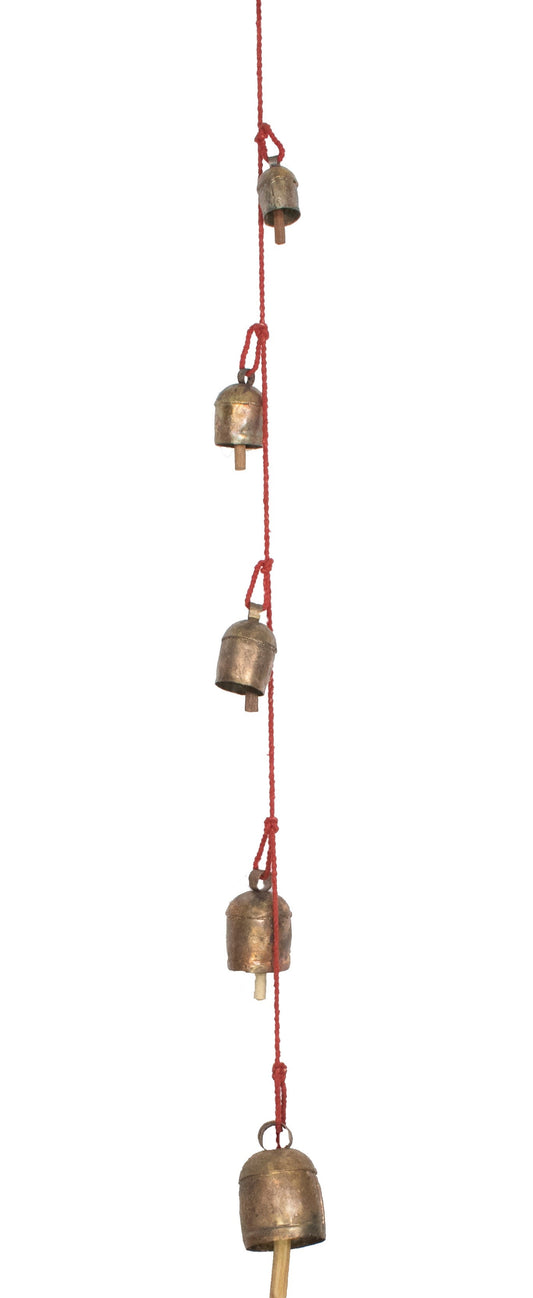 Hand Made Metal Bells Wrought Iron Copper-Zinc Coated Home Décor Chimes Cow Bell  - SA RE GA MA String Bell - 7 Bells - 120 cms Length    -  SKU : BEL-0120
