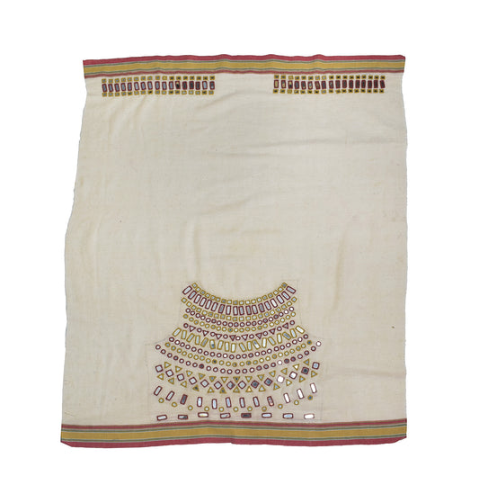 Mirror Work Kala Cotton Hand Embroidered Blouse - Unstitched & Embroidered  - 0.8 Mtr Length    -  SKU : DB09C01B