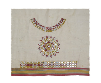 Mirror Work Kala Cotton Hand Embroidered Blouse - Unstitched & Embroidered  - 0.8 Mtr Length    -  SKU : DB09C01D