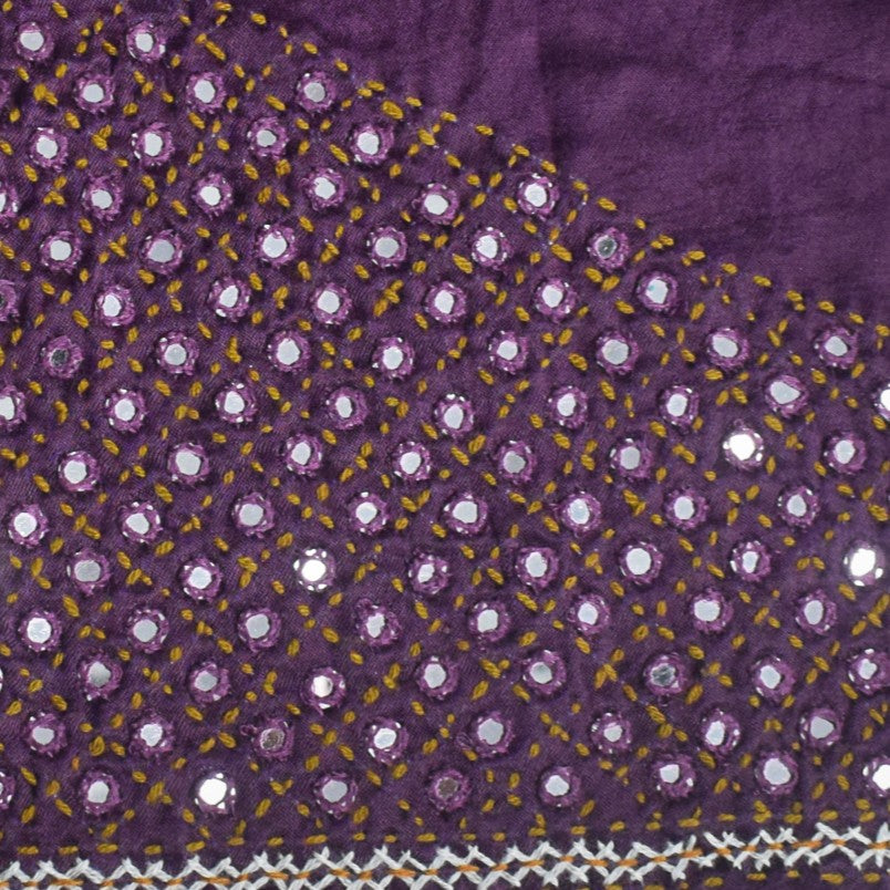 Fine Mirrorwork Mashru Silk Hand Embroidered Blouse - Unstitched & Embroidered  - 1 Mtr Length    -  SKU : RD28301C