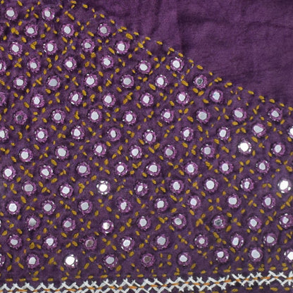 Fine Mirrorwork Mashru Silk Hand Embroidered Blouse - Unstitched & Embroidered  - 1 Mtr Length    -  SKU : RD28301C