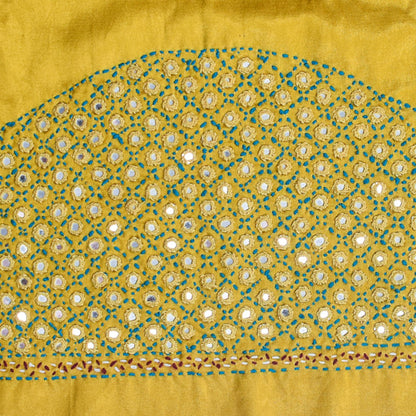 Fine Mirrorwork Mashru Silk Hand Embroidered Blouse - Unstitched & Embroidered  - 1 Mtr Length    -  SKU : RD28301G
