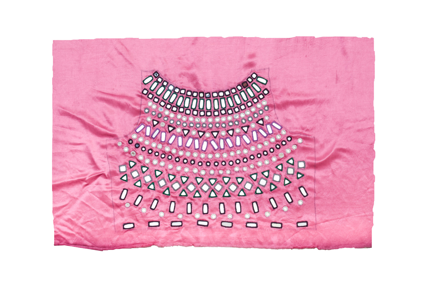 Cut Mirror Work Mashru Silk Hand Embroidery Fine Mirrorwork Blouse - Unstitched   - 1 Mtr Length    -  SKU : SH05903C