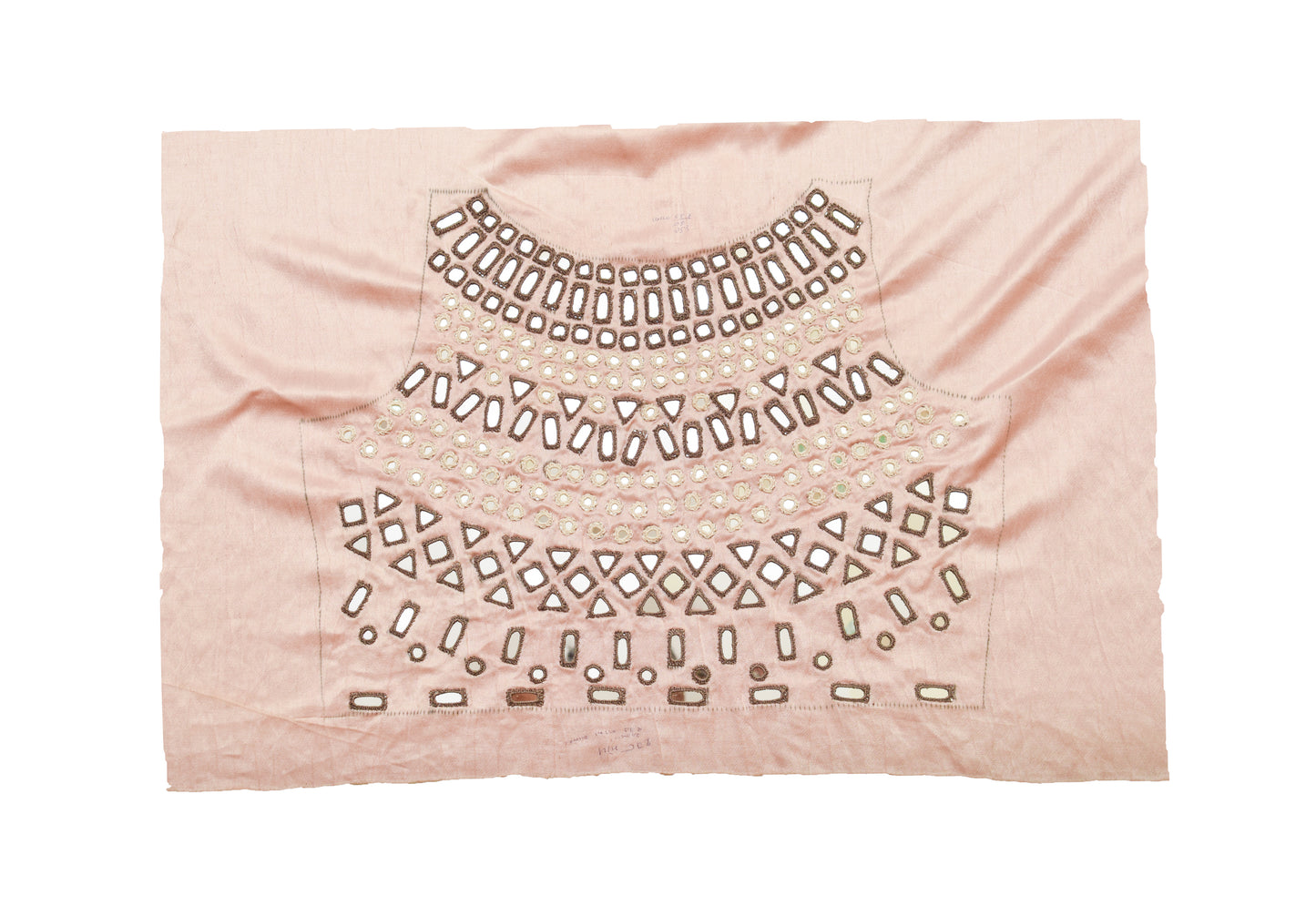 Cut Mirror Work Mashru Silk Hand Embroidery Fine Mirrorwork Blouse - Unstitched   - 1 Mtr Length    -  SKU : SH05903A
