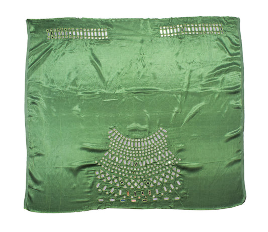 Cut Mirror Work Mashru Silk Hand Embroidered Simple Mirror Work Blouse - Unstitched  - 1 Mtr Length    -  SKU : SH08801B