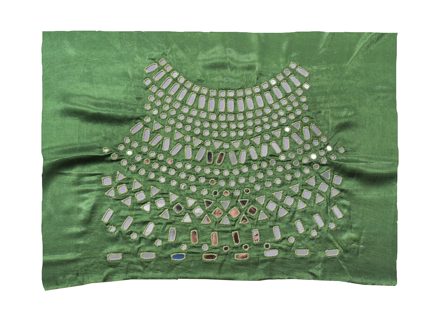 Cut Mirror Work Mashru Silk Hand Embroidered Simple Mirror Work Blouse - Unstitched  - 1 Mtr Length    -  SKU : SH08801B