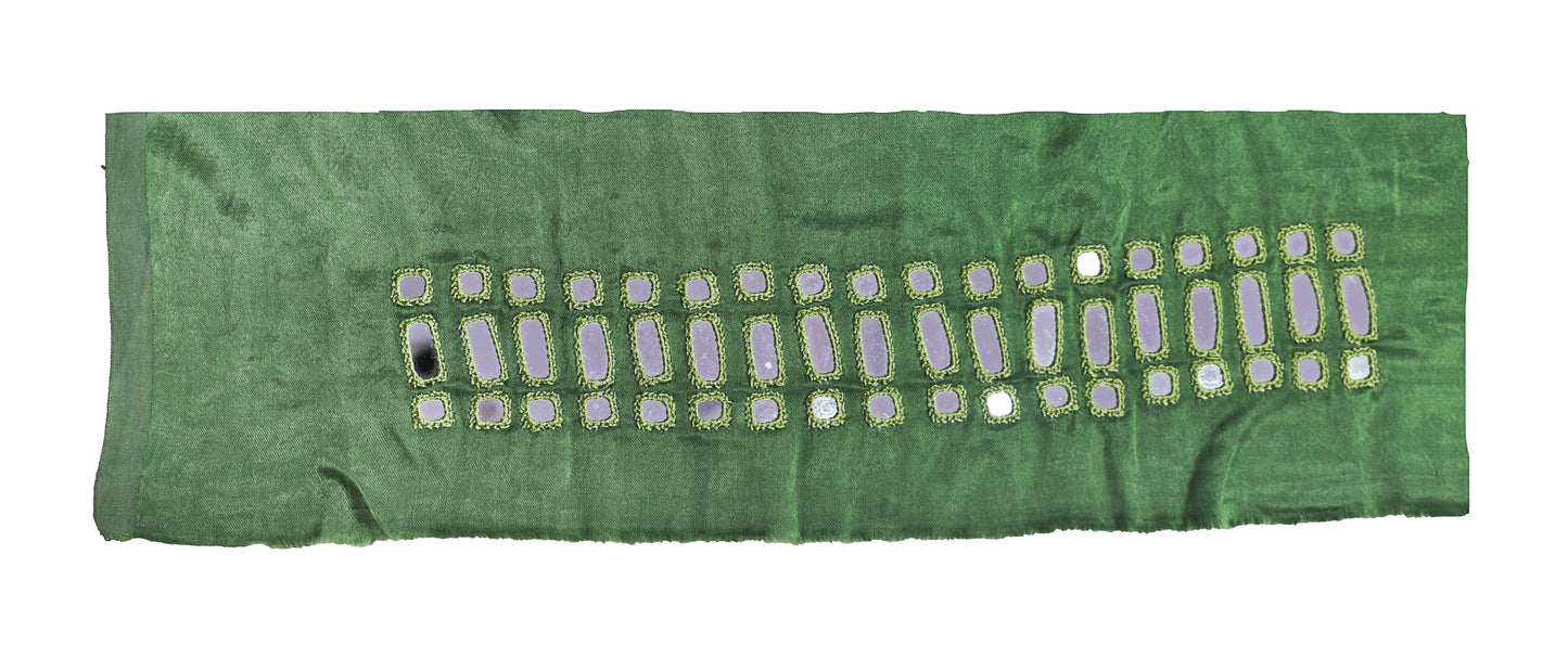 Cut Mirror Work Mashru Silk Hand Embroidered Simple Mirror Work Blouse - Unstitched  - 1 Mtr Length    -  SKU : SH08801B