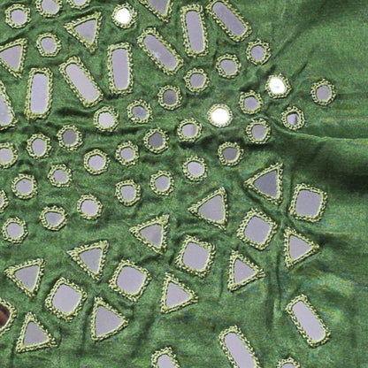 Cut Mirror Work Mashru Silk Hand Embroidered Simple Mirror Work Blouse - Unstitched  - 1 Mtr Length    -  SKU : SH08801B