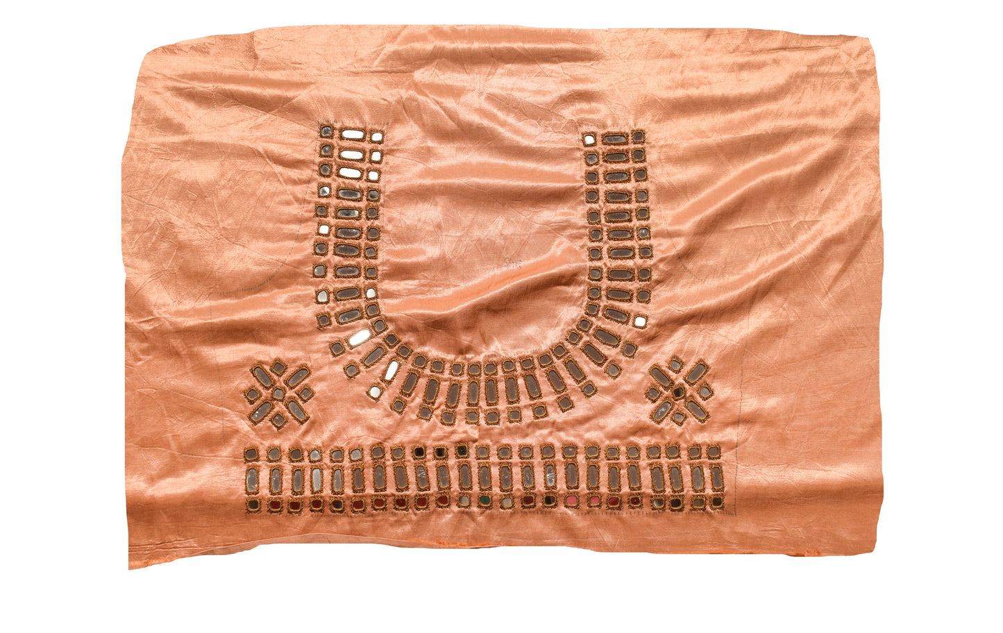 Cut Mirror Work Mashru Silk Small Mirror Work Hand Embroidery Blouse - Unstitched   - 1 Mtr Length    -  SKU : SH23603A