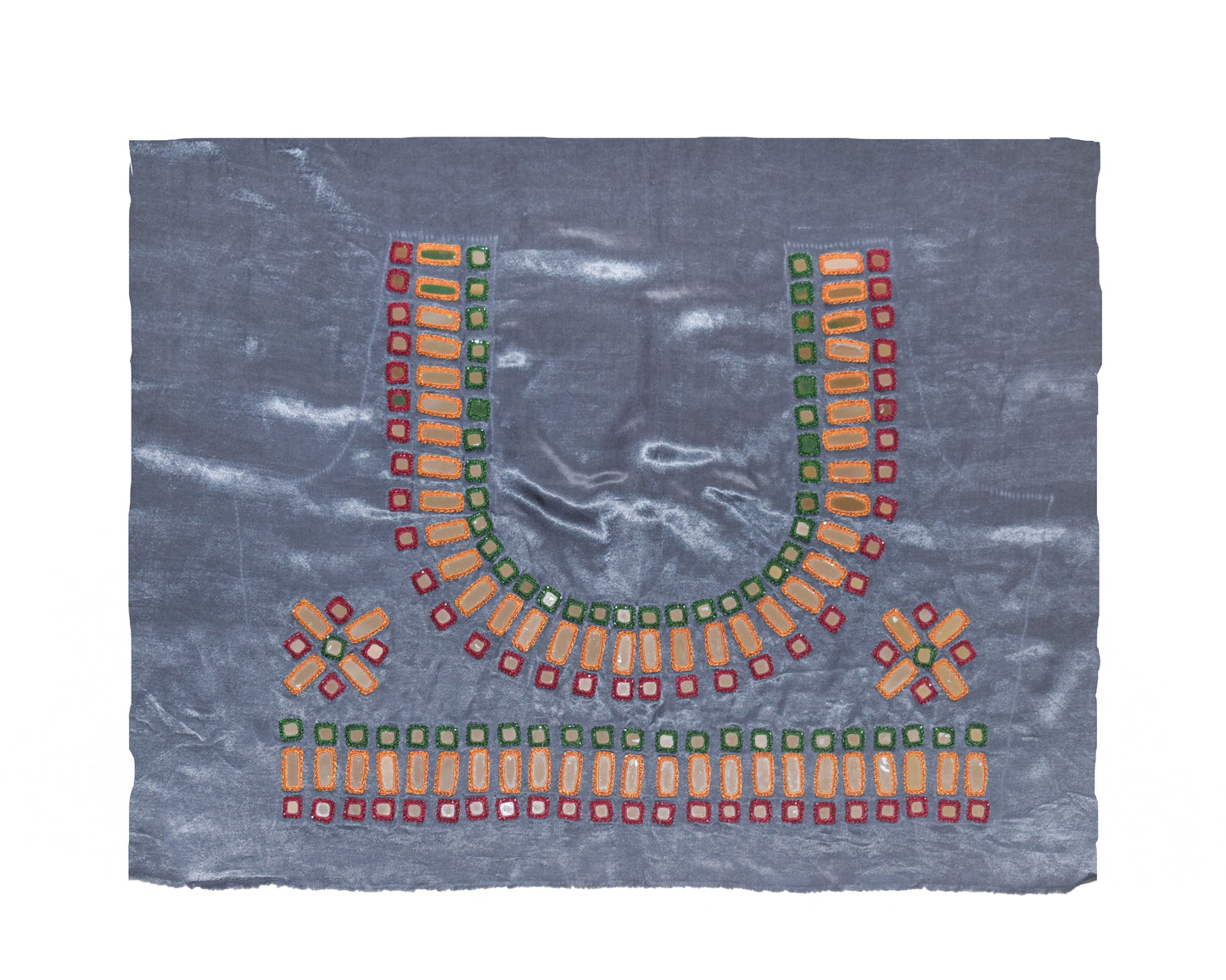 Cut Mirror Work Mashru Silk Hand Embroidery Blouse - Unstitched   - 1 Mtr Length    -  SKU : SH19A01B