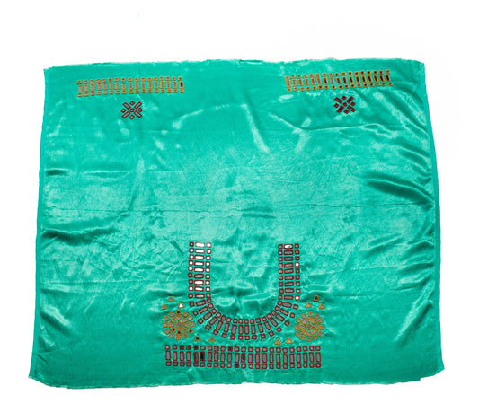 Cut Mirror Work Mashru Silk Hand Embroidered Blouse - Unstitched   - 1 Mtr Length  -  SKU: SH05201A