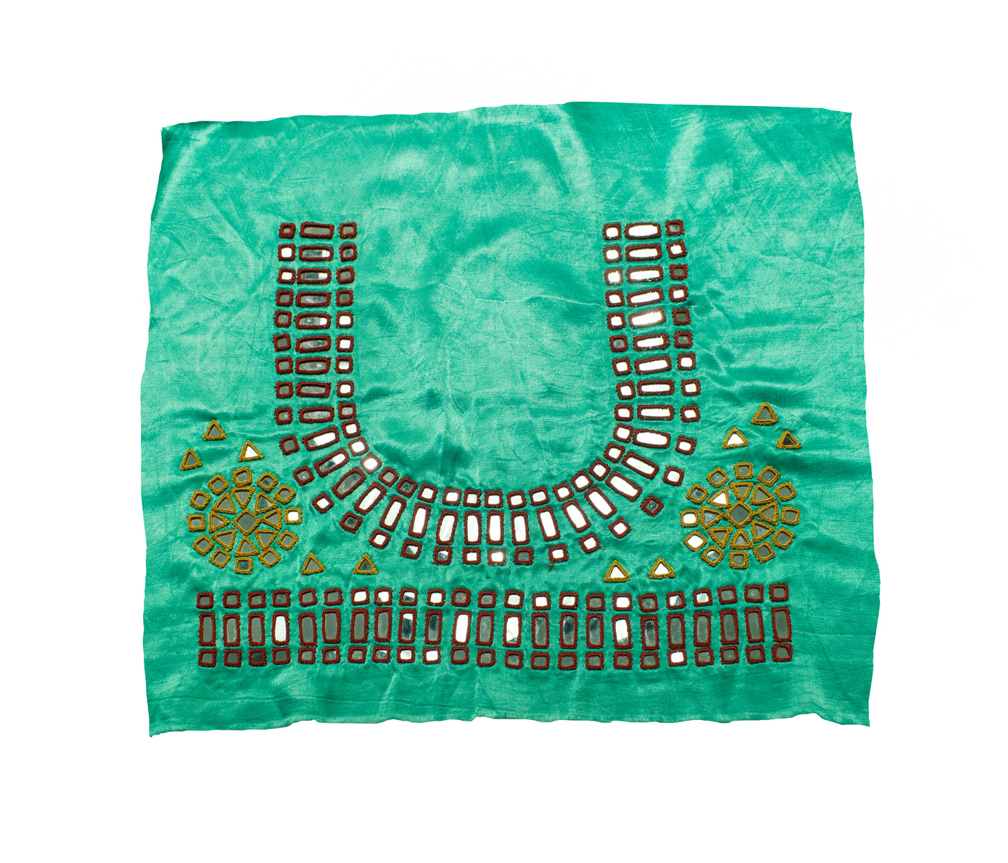 Cut Mirror Work Mashru Silk Hand Embroidered Blouse - Unstitched   - 1 Mtr Length  -  SKU: SH05201A