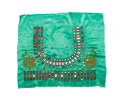 Cut Mirror Work Mashru Silk Hand Embroidered Blouse - Unstitched   - 1 Mtr Length  -  SKU: SH05201A