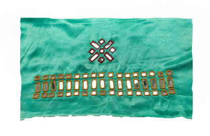 Cut Mirror Work Mashru Silk Hand Embroidered Blouse - Unstitched   - 1 Mtr Length  -  SKU: SH05201A