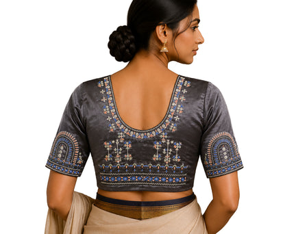Rabari Work Mashru Silk Hand Embroidery Blouse - Unstitched   - 1 Mtr Length    -  SKU : SH23602A