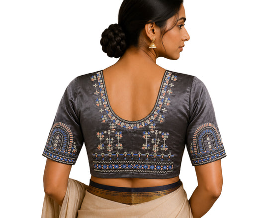 Rabari Work Mashru Silk Hand Embroidery Blouse - Unstitched   - 1 Mtr Length    -  SKU : SH23602A