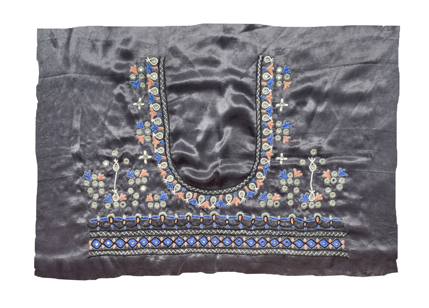 Rabari Work Mashru Silk Hand Embroidery Blouse - Unstitched   - 1 Mtr Length    -  SKU : SH23602A