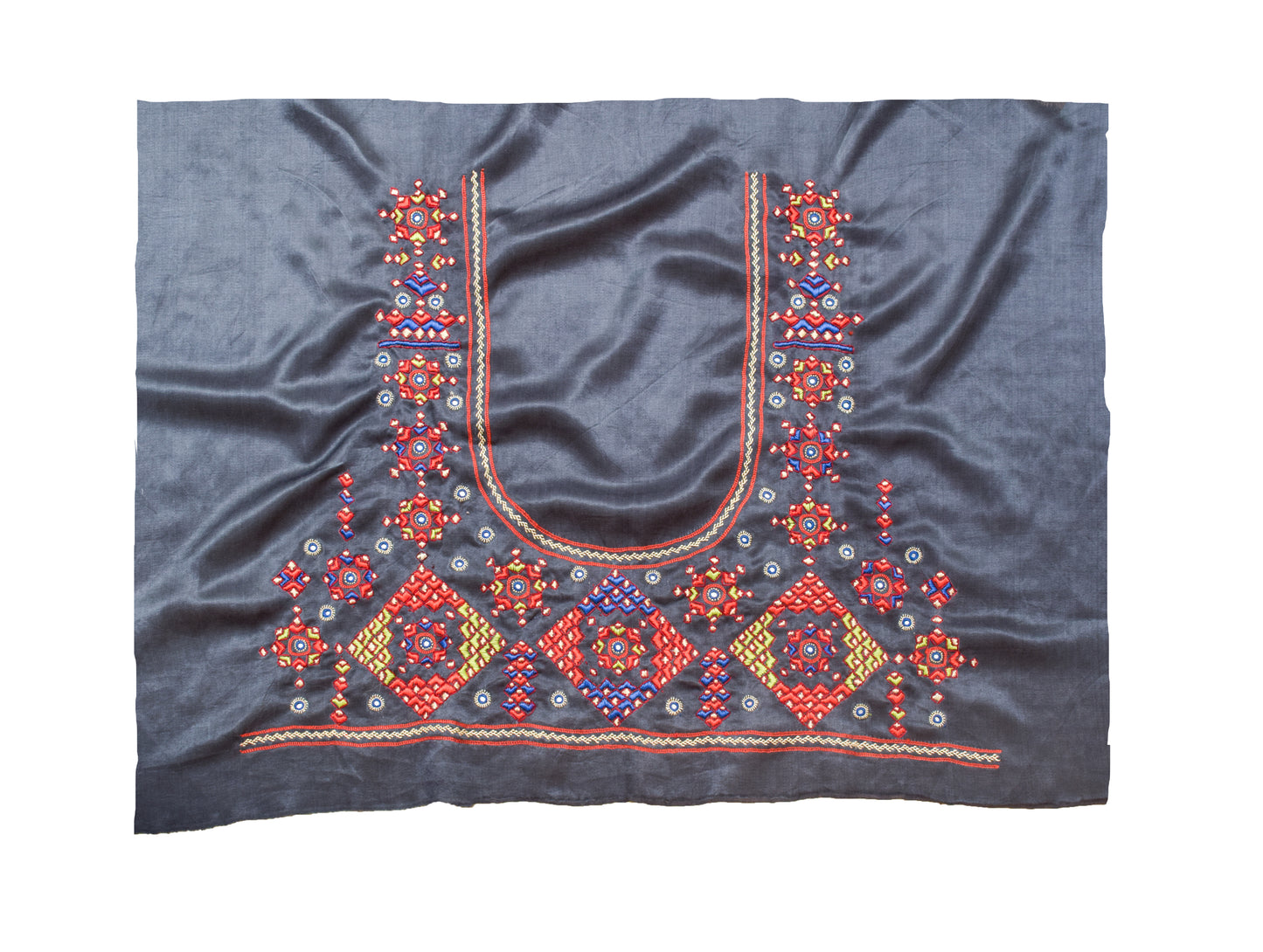 Neran Work Mashru Silk Hand Embroidery Fine Mirrorwork Blouse - Unstitched   - 1 Mtr Length    -  SKU : SH05901A