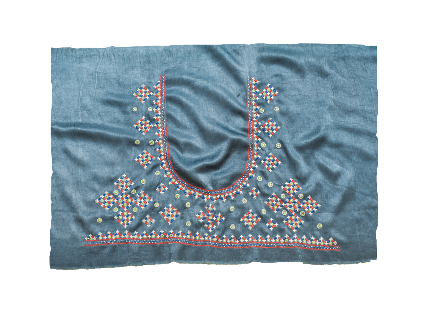 Mutva Work Mashru Silk Hand Embroidery Fine Mirrorwork Blouse - Unstitched   - 1 Mtr Length    -  SKU : SH05902B