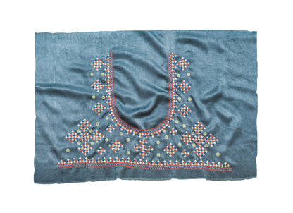 Mutva Work Mashru Silk Hand Embroidery Fine Mirrorwork Blouse - Unstitched   - 1 Mtr Length    -  SKU : SH05902B