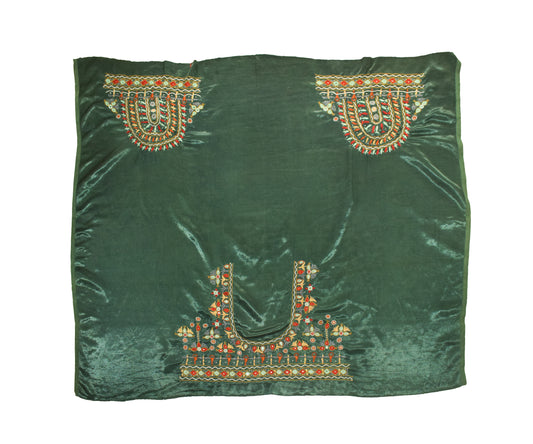 Pakko Work Mashru Silk Hand Embroidered Mirror Work Blouse - Unstitched   - 1 Mtr Length    -  SKU : SH10B01A