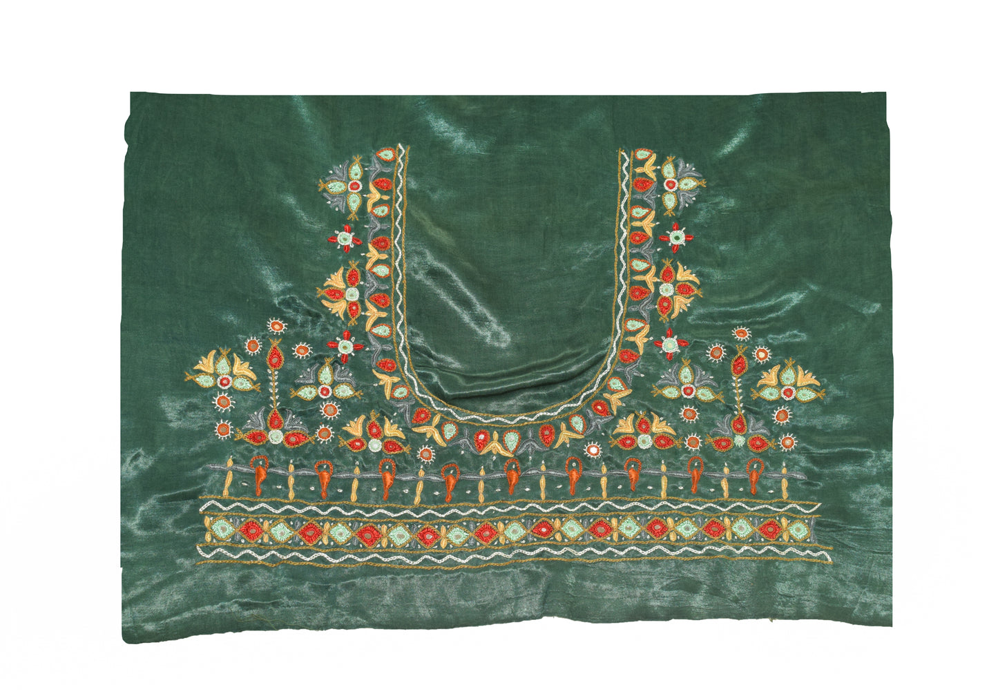 Pakko Work Mashru Silk Hand Embroidered Mirror Work Blouse - Unstitched   - 1 Mtr Length    -  SKU : SH10B01A