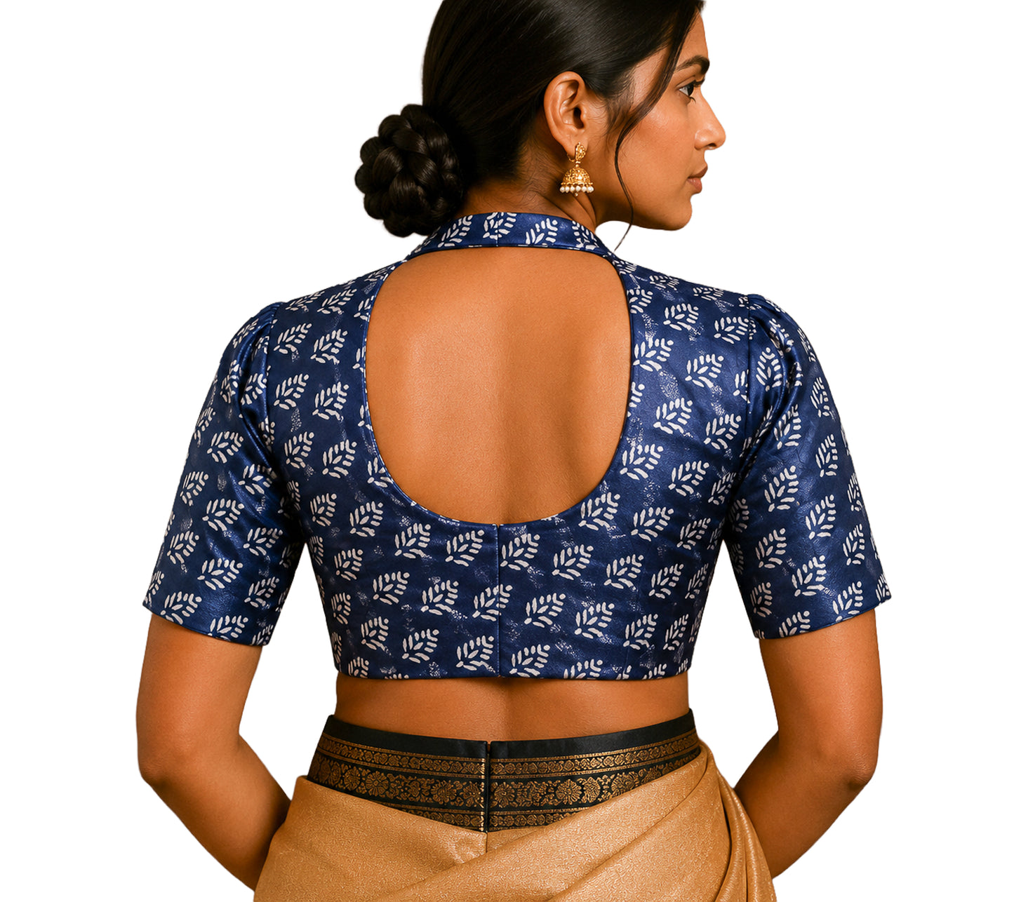 Screen Print Hand Printed Mashru Silk Blouse - Unstitched  - 1 Mtr Length    -  SKU : EK20301B