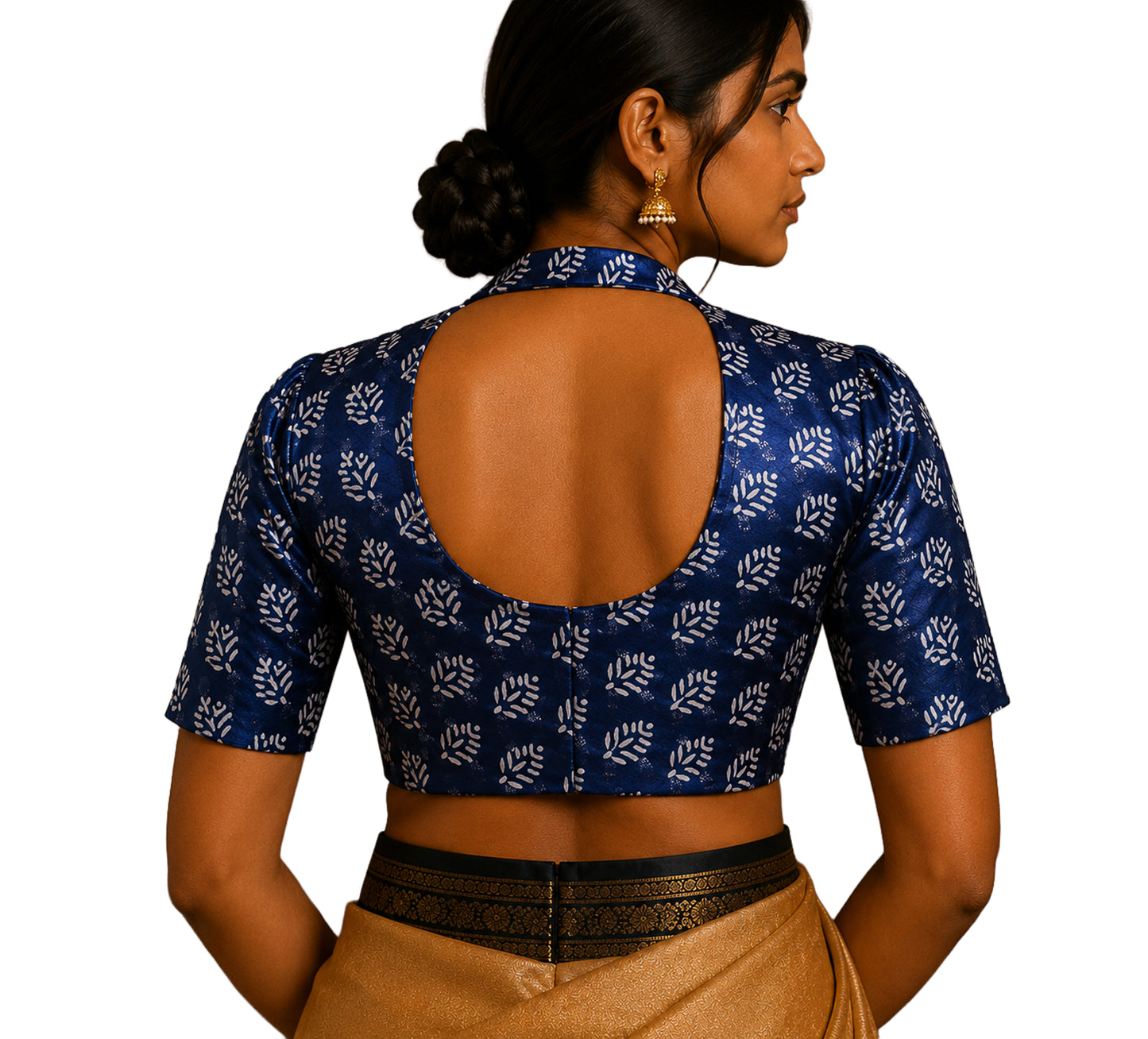 Screen Print Hand Printed Mashru Silk Blouse - Unstitched  - 1 Mtr Length    -  SKU : EK20301S