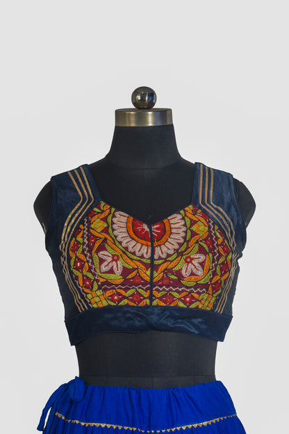 Plain Dyeing Mashru Silk Hand Embroidered Pakko Work Blouse - Stitched Mirror Work - Free Size   -  SKU : RD28701A